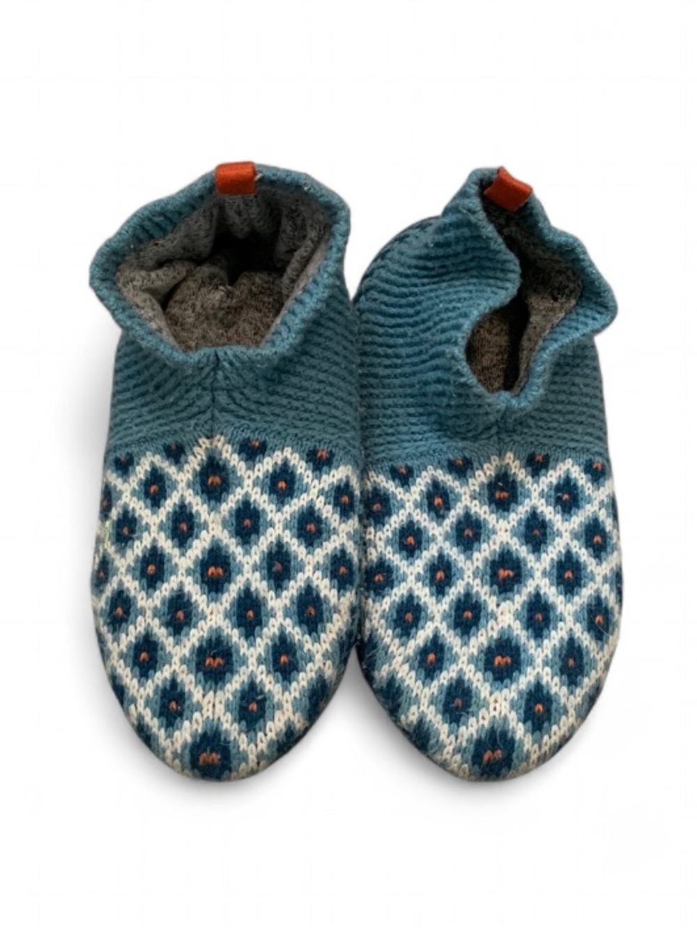 Bombas Teal Diamond Print Knit Slippers